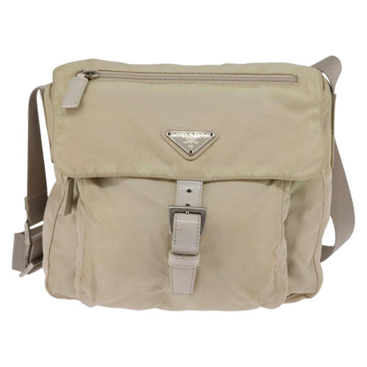 Prada Buckle Messenger Bag Tessuto, BEIGE, NYLON, Crossbody bag