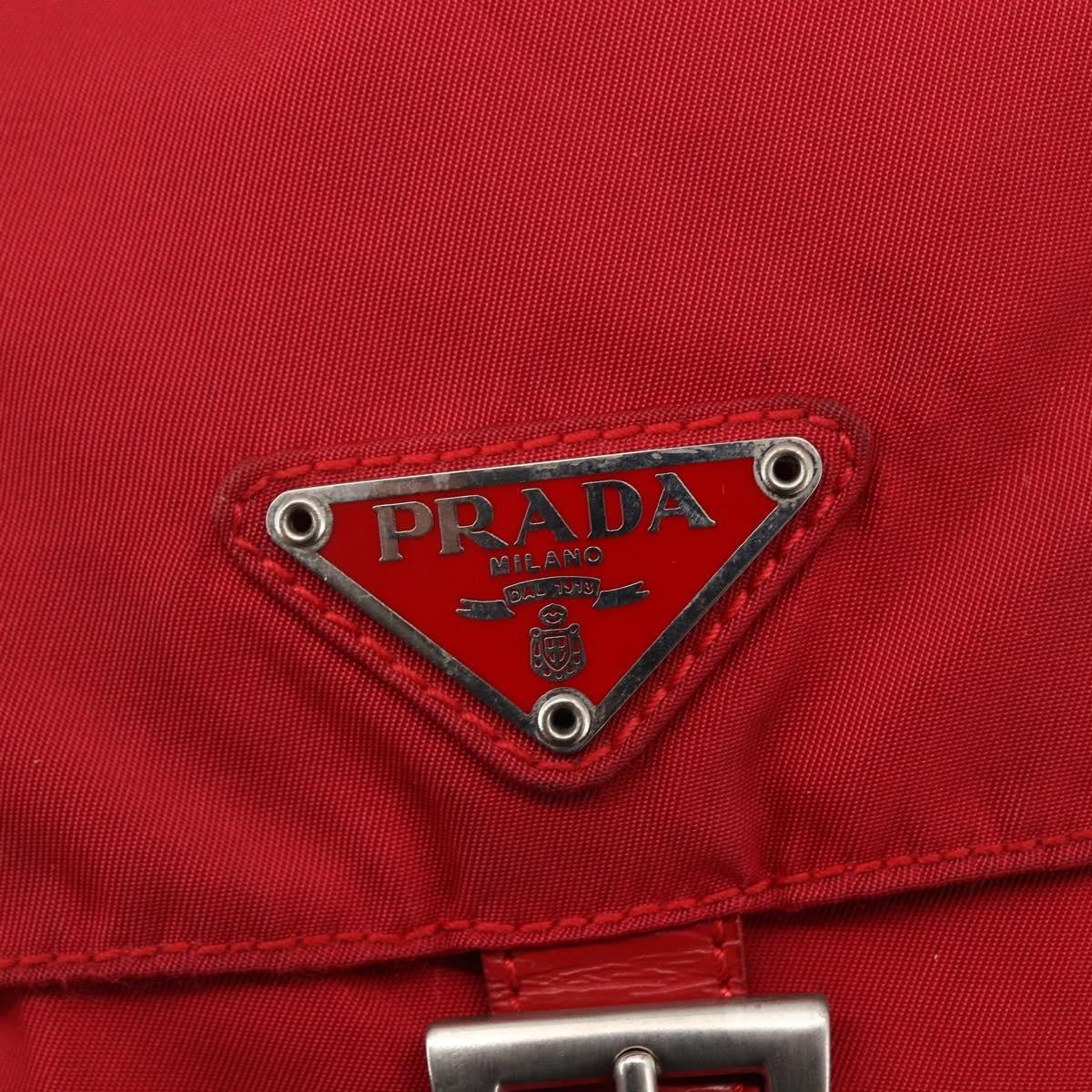 Prada Buckle Messenger Bag Tessuto, RED, NYLON, Shoulder bag