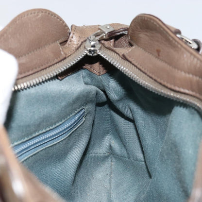 Salvatore Ferragamo Gancini handbag Leather, BROWN, LEATHER, Handbag