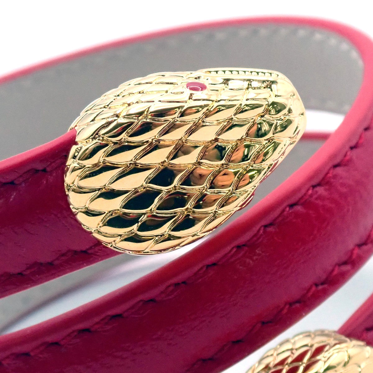 Bvlgari Serpenti Forever Double Wrap Bracelet Leather, RED, LEATHER, Bracelet