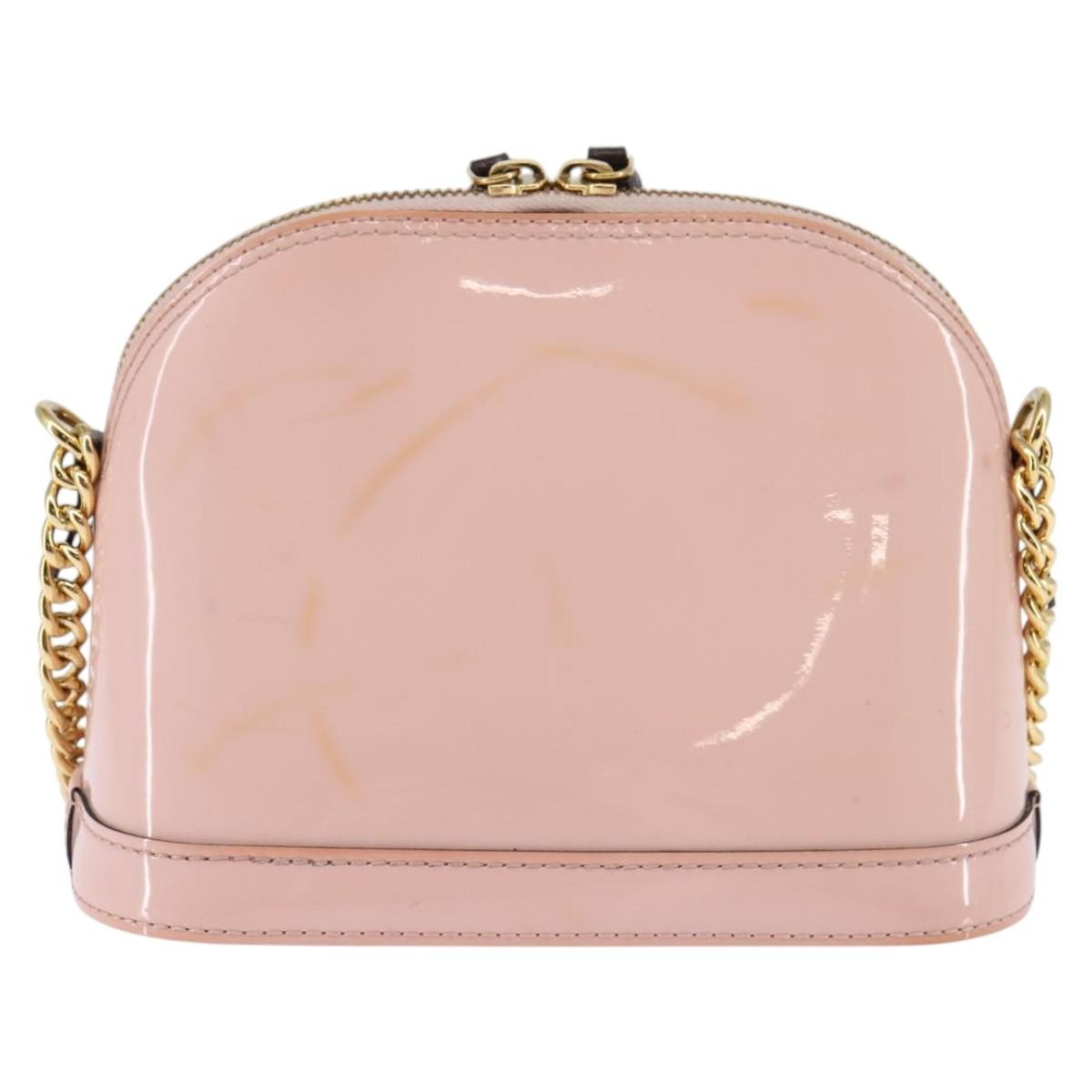 Louis Vuitton Alma Chain Handbag Vernis with Monogram Canvas, PINK, PATENT_LEATHER, Shoulder bag