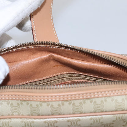 Celine Vintage Macadam Shoulder Bag Canvas and Leather, BEIGE, CANVAS, Shoulder bag