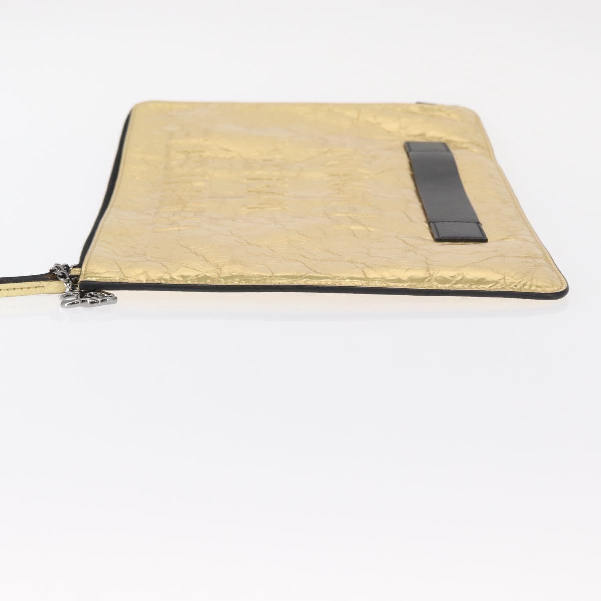 Chanel Feminine Pouch Crinkled Leather, GOLD, LEATHER, Clutche & pouche