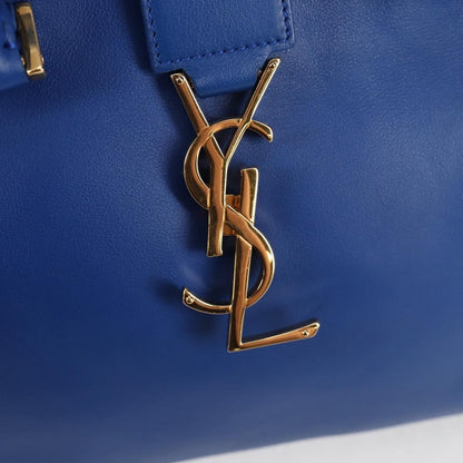 Saint Laurent Monogram Cabas Leather, BLUE, LEATHER, Handbag