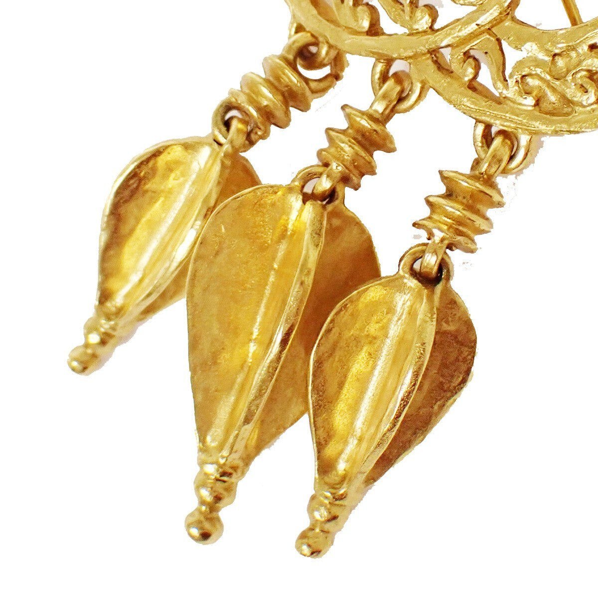 Chanel Vintage CC Fringe Brooch Metal, GOLD, GOLD_PLATED, Brooch