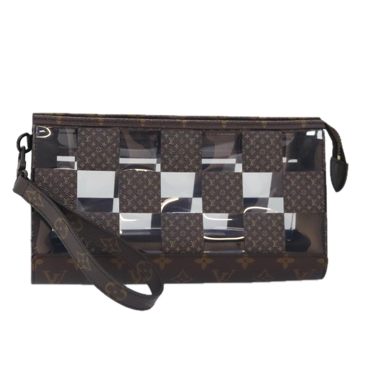 Louis Vuitton Chess Stand Pouch Canvas, BROWN, CANVAS, Clutche & pouche
