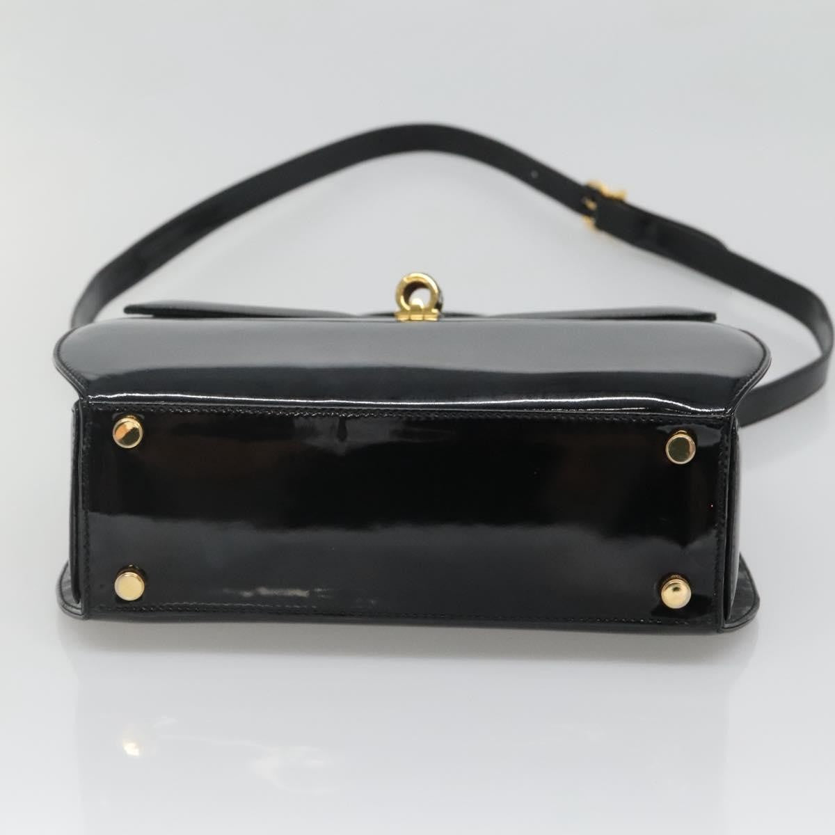 Salvatore Ferragamo Gancini handbag Patent leather, BLACK, PATENT_LEATHER, Handbag