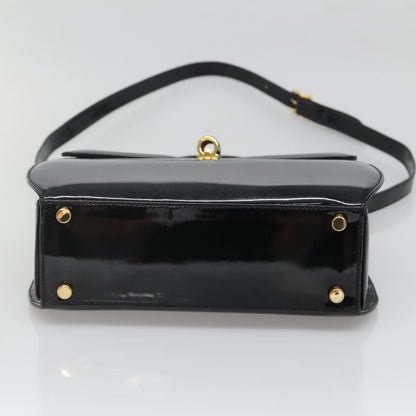 Salvatore Ferragamo Gancini handbag Patent leather, BLACK, PATENT_LEATHER, Handbag