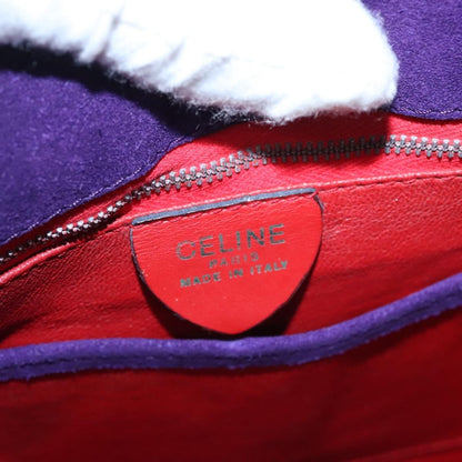 Celine Circle logo Suede and Leather, PURPLE, SUEDE, Shoulder bag