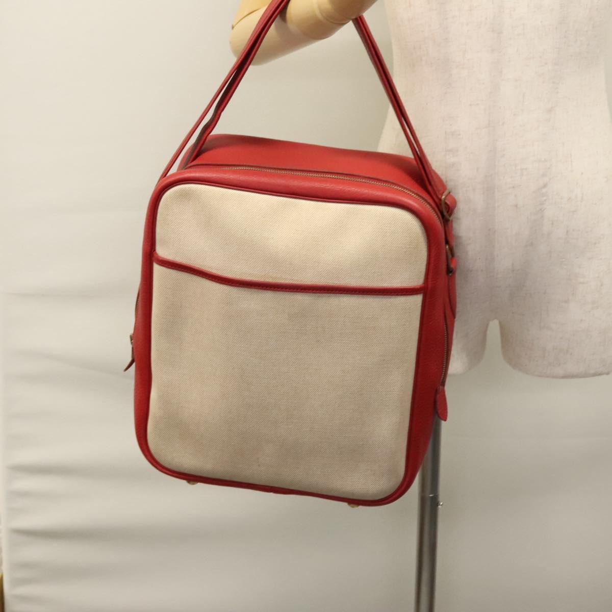 Hermes Victoria Messenger Bag Toile with Leather, BEIGE, CANVAS, Crossbody bag