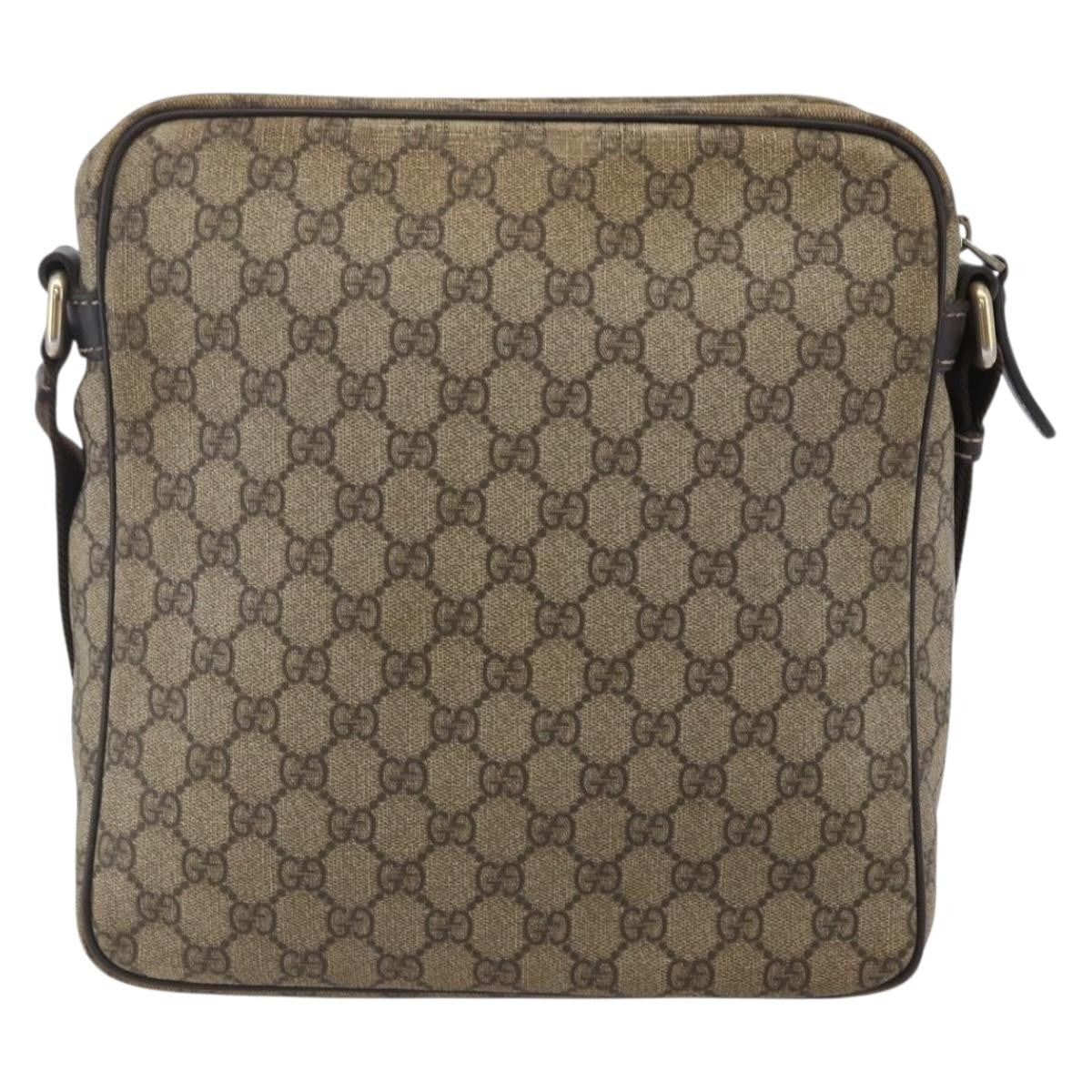 Gucci Front Zip Messenger GG Coated Canvas, BROWN, CANVAS, Shoulder bag