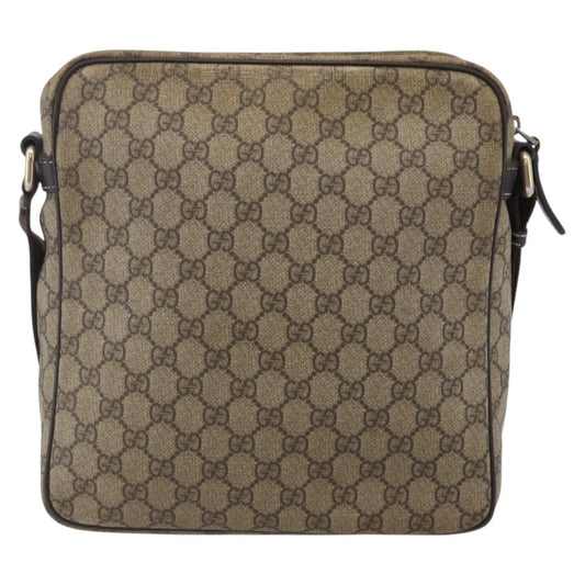 Gucci Front Zip Messenger GG Coated Canvas, BROWN, CANVAS, Shoulder bag