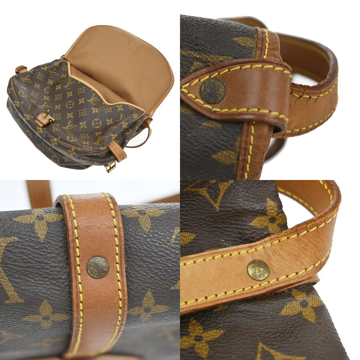 Louis Vuitton Saumur Handbag Monogram Canvas, Brown, Canvas, Shoulder Bag