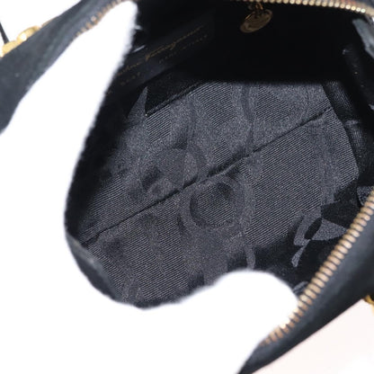 Salvatore Ferragamo Gancini mini handbag Canvas, BLACK, SUEDE, Handbag