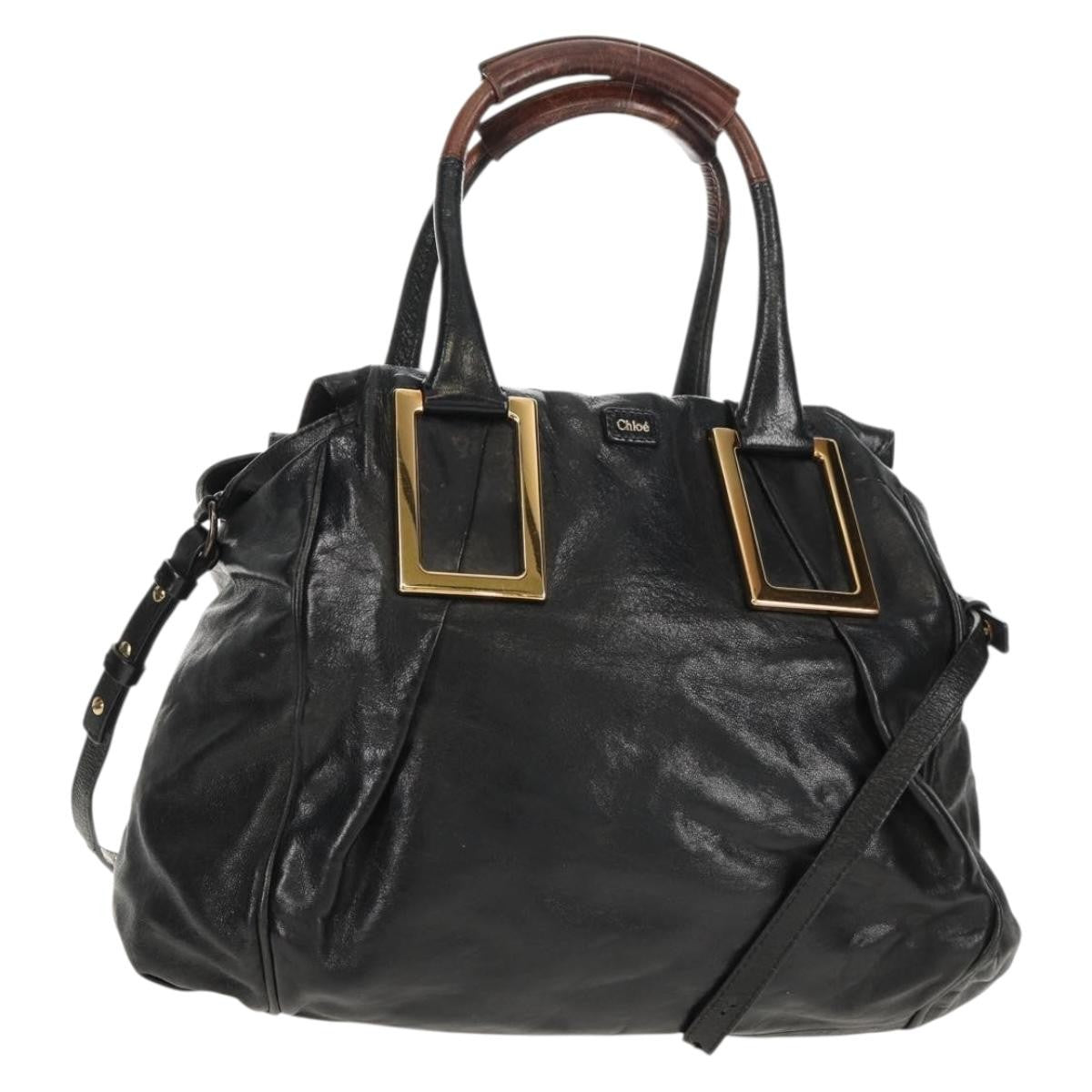 Chloe Ethel Handbag Leather, BLACK, LEATHER, Handbag