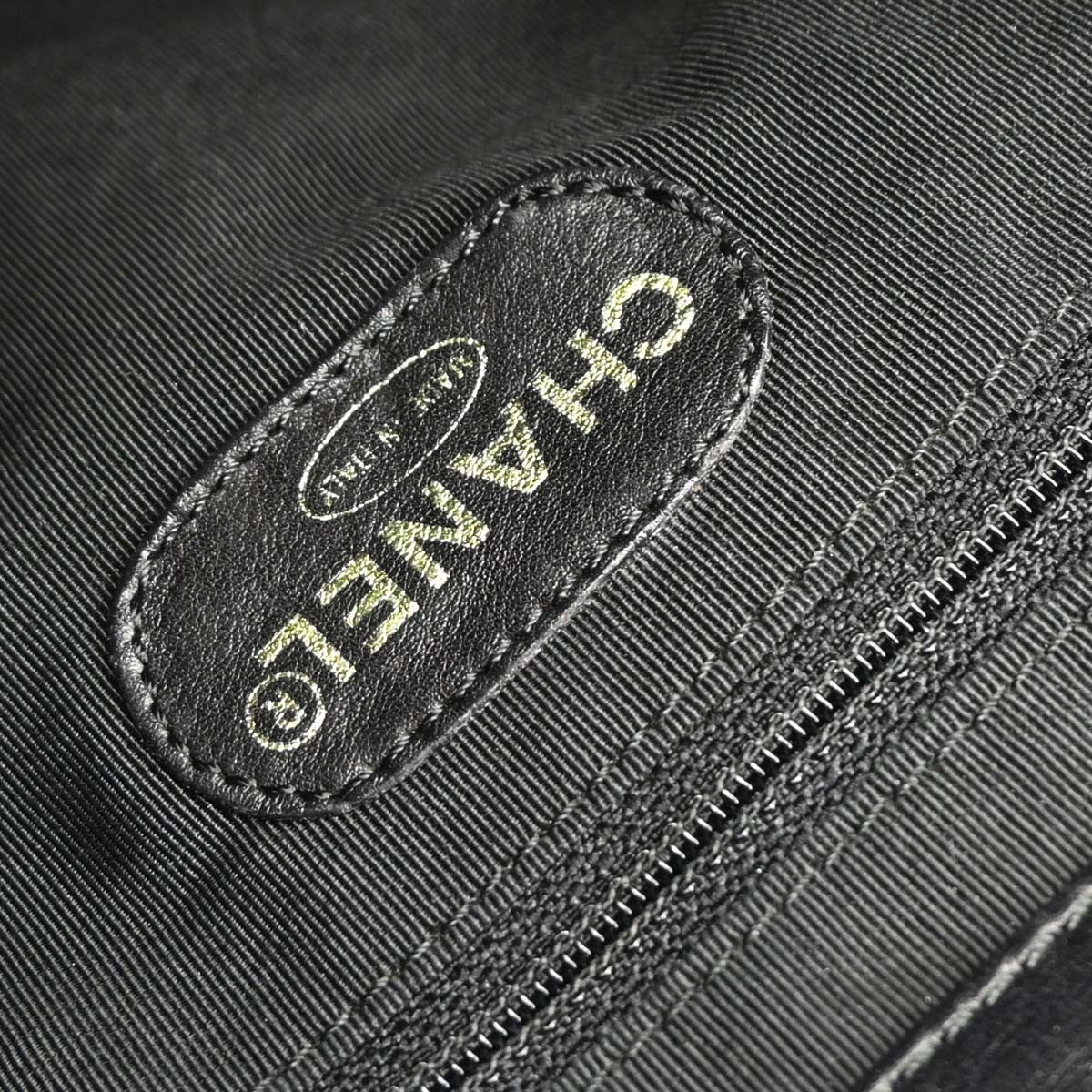 Chanel Vintage CC Resin Chain Tote Leather, BLACK, LEATHER, Tote bag