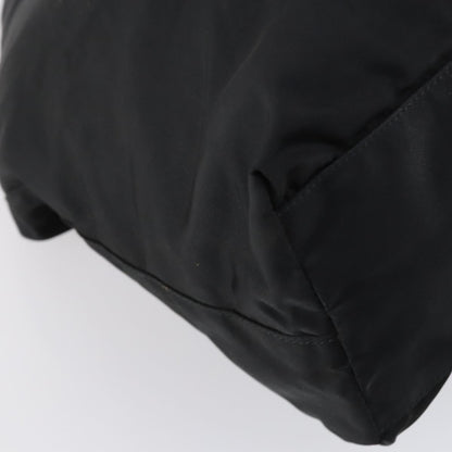 Prada Convertible Metal Handle Satchel Quilted Tessuto, BLACK, NYLON, Tote bag