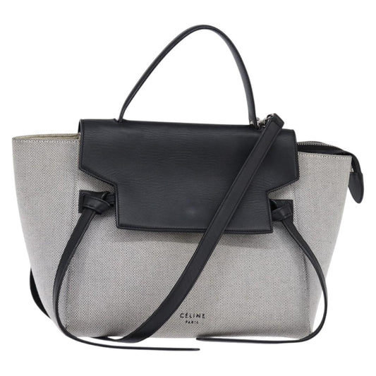 Celine Belt Bag Canvas and Leather, GRAY, CANVAS, Shoulder bag