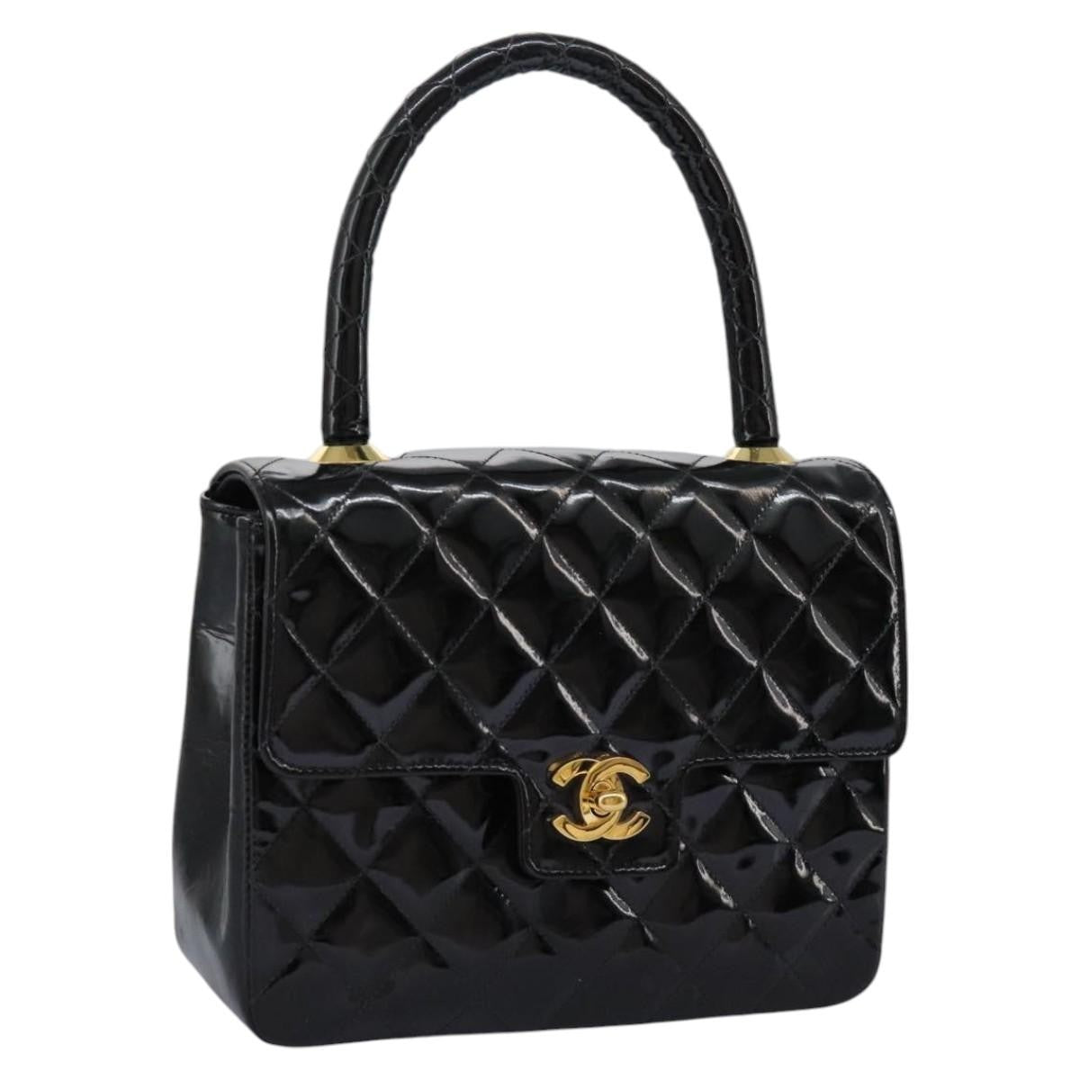 Chanel CC Turnlock Top Handle Flap Bag Patent leather, BLACK, PATENT_LEATHER, Handbag