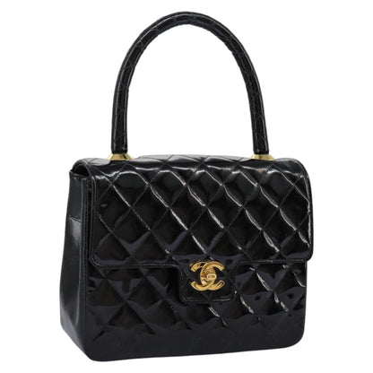 Chanel CC Turnlock Top Handle Flap Bag Patent leather, BLACK, PATENT_LEATHER, Handbag