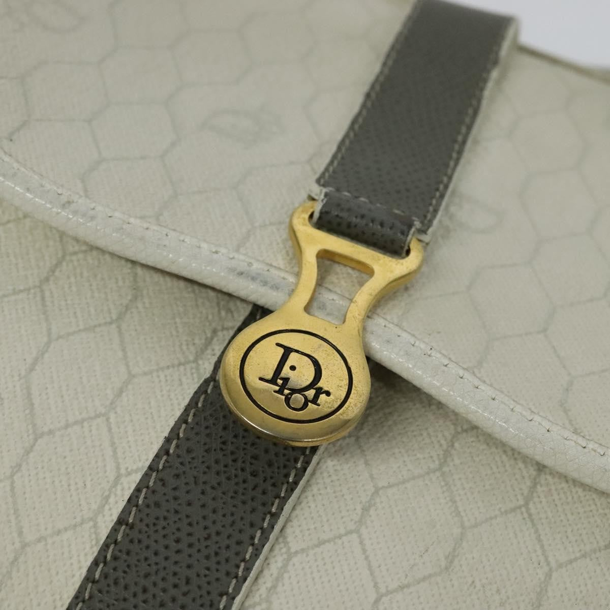 Christian Dior Vintage Honeycomb Flap Crossbody Bag Canvas and Leather, WHITE, CANVAS, Shoulder bag