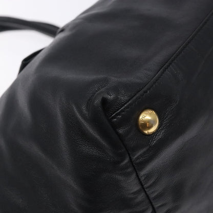 Prada Bow Tote Leather, BLACK, LEATHER, Handbag