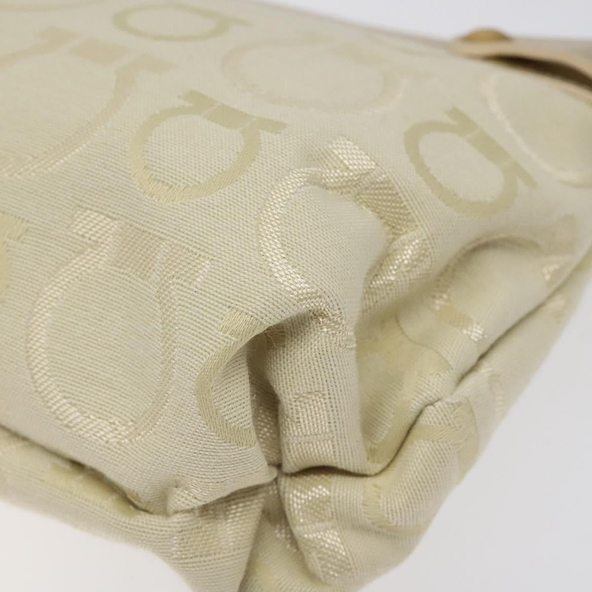 Salvatore Ferragamo Gancini Shoulder Bag Canvas, BEIGE, CANVAS, Shoulder bag