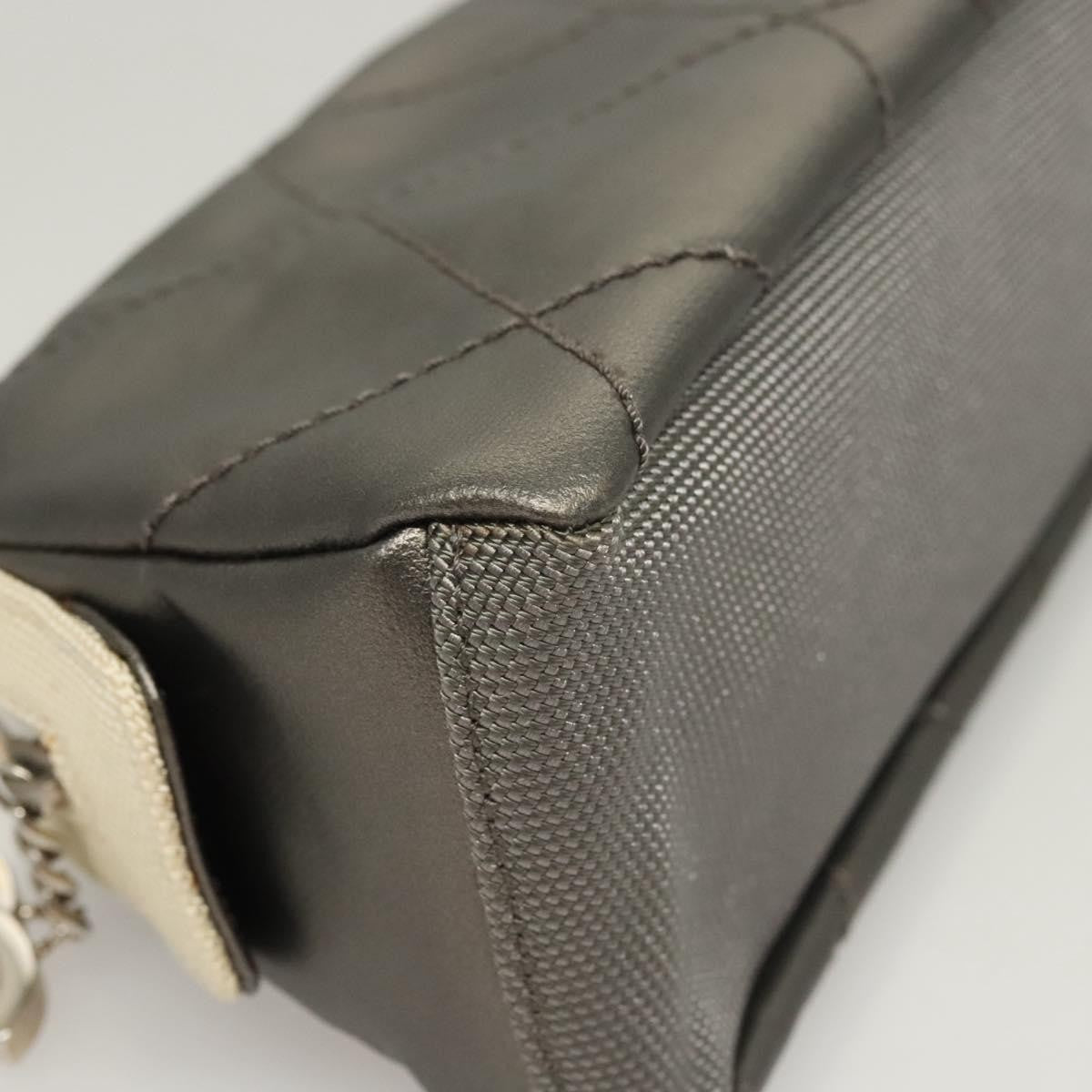 Chanel Biarritz Cosmetic Pouch Quilted Coated Canvas, GRAY, PVC, Clutche & pouche