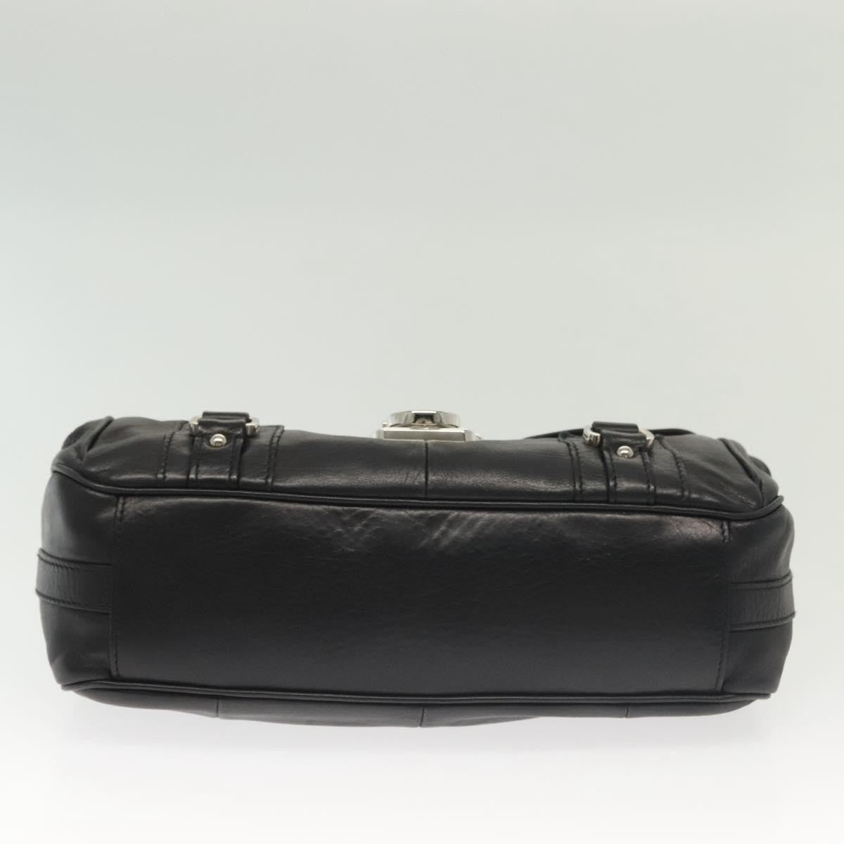 Salvatore Ferragamo Gancini handbag Leather, BLACK, LEATHER, Handbag