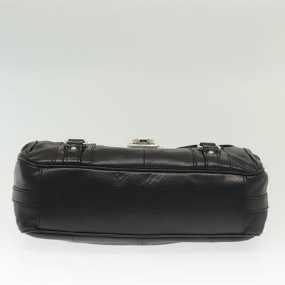 Salvatore Ferragamo Gancini handbag Leather, BLACK, LEATHER, Handbag