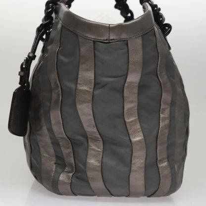 Prada Waves Chain Tote Leather and Tessuto, SILVER, LEATHER, Tote bag