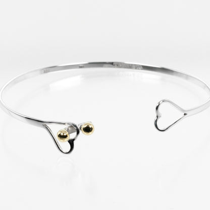 Tiffany & Co. Hook and Eye double heart bracelet Silver925 with K18 yellow gold, SILVER, SILVER, Bracelet