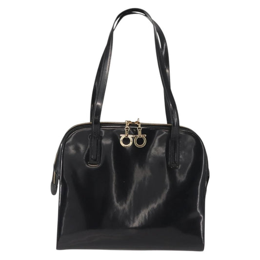 Salvatore Ferragamo Gancini Tote Patent leather, BLACK, PATENT_LEATHER, Tote bag