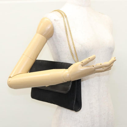 Christian Dior Vintage Chain Flap Shoulder Bag Diorissimo Canvas, BLACK, CANVAS, Shoulder bag