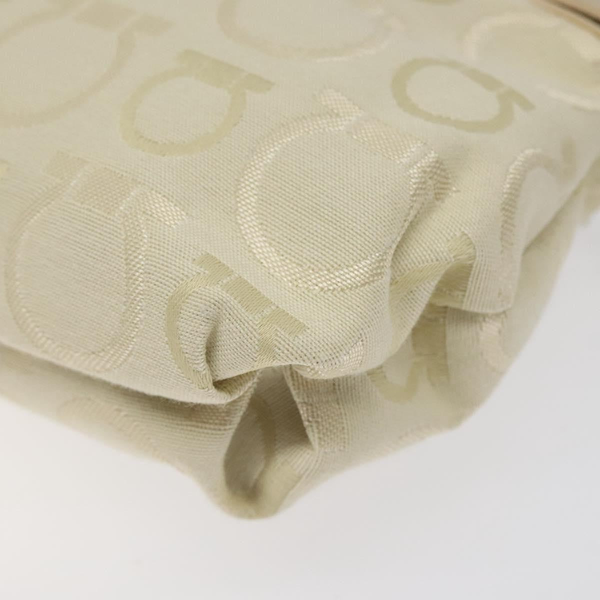 Salvatore Ferragamo Gancini Shoulder Bag Canvas, BEIGE, CANVAS, Shoulder bag