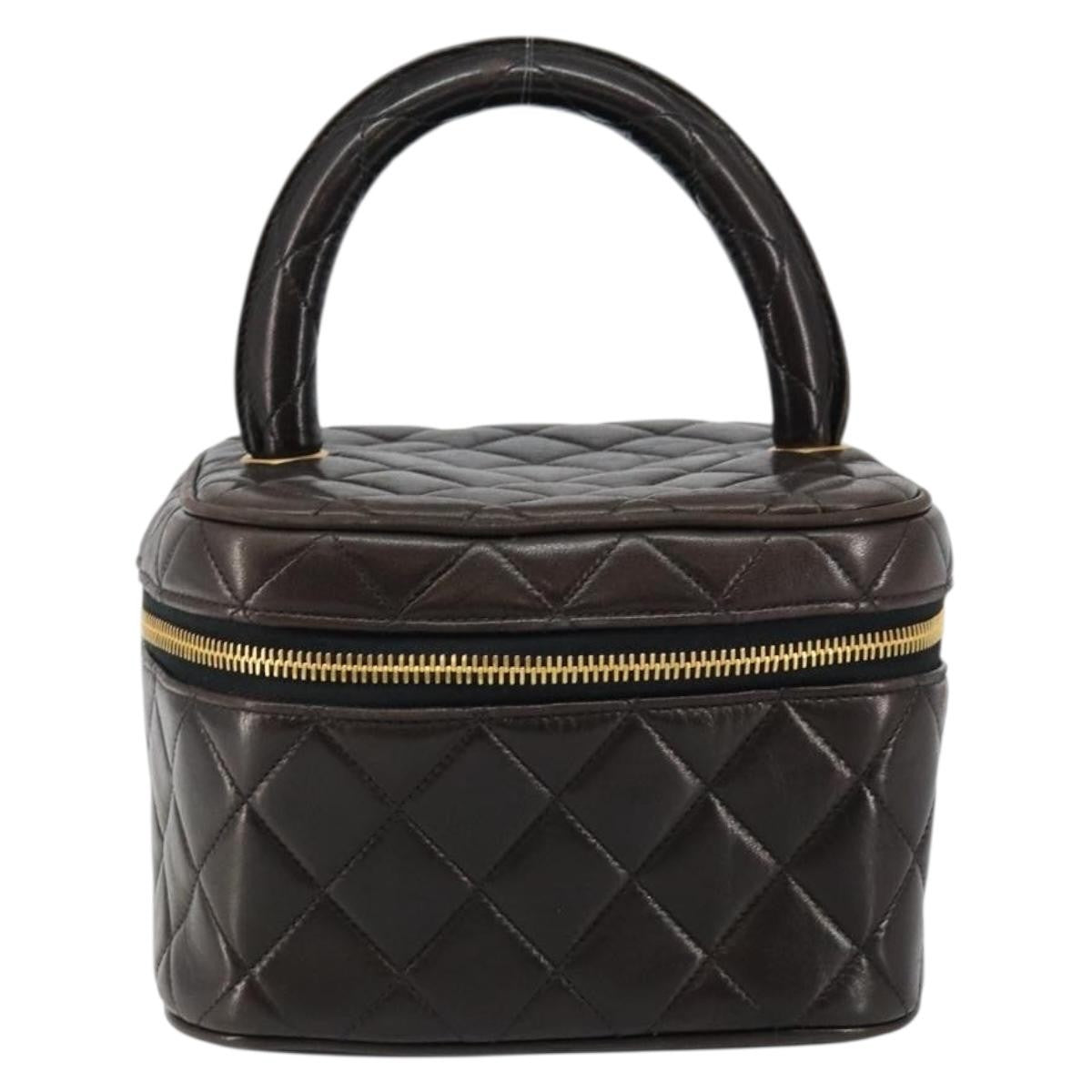 Chanel Vanity pouch Leather, BLACK, LEATHER, Toiletry Case