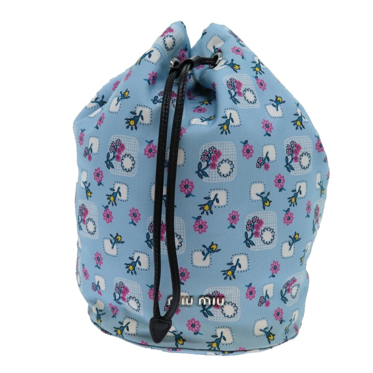 Miu Miu Drawstring Pouch Nylon, BLUE, NYLON, Clutche & pouche