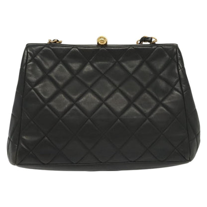 Chanel Vintage Chain Frame Bag Quilted Lambskin, BLACK, LEATHER, Shoulder bag