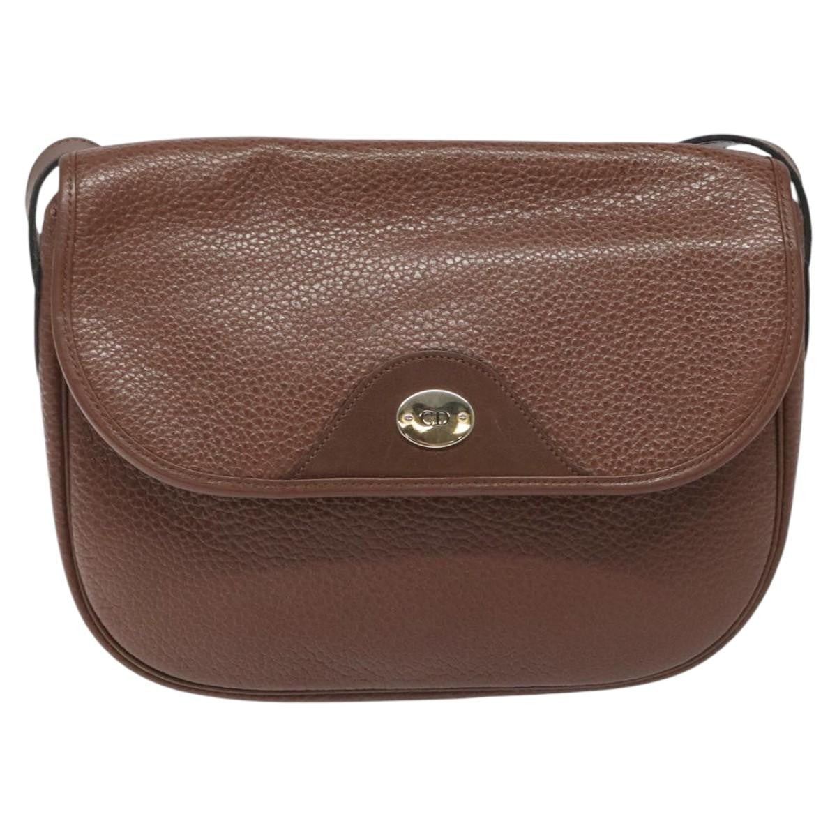 Christian Dior Vintage Shoulder Bag Leather, BROWN, LEATHER, Shoulder bag