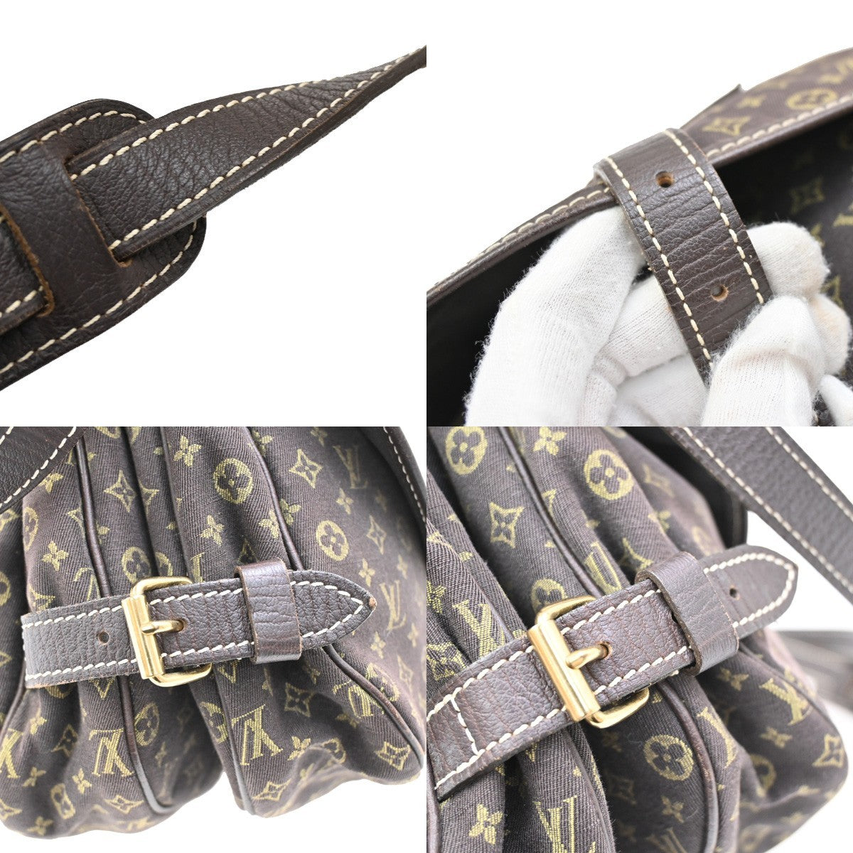 Louis Vuitton Saumur Handbag Mini Lin, BROWN, CANVAS, Shoulder bag