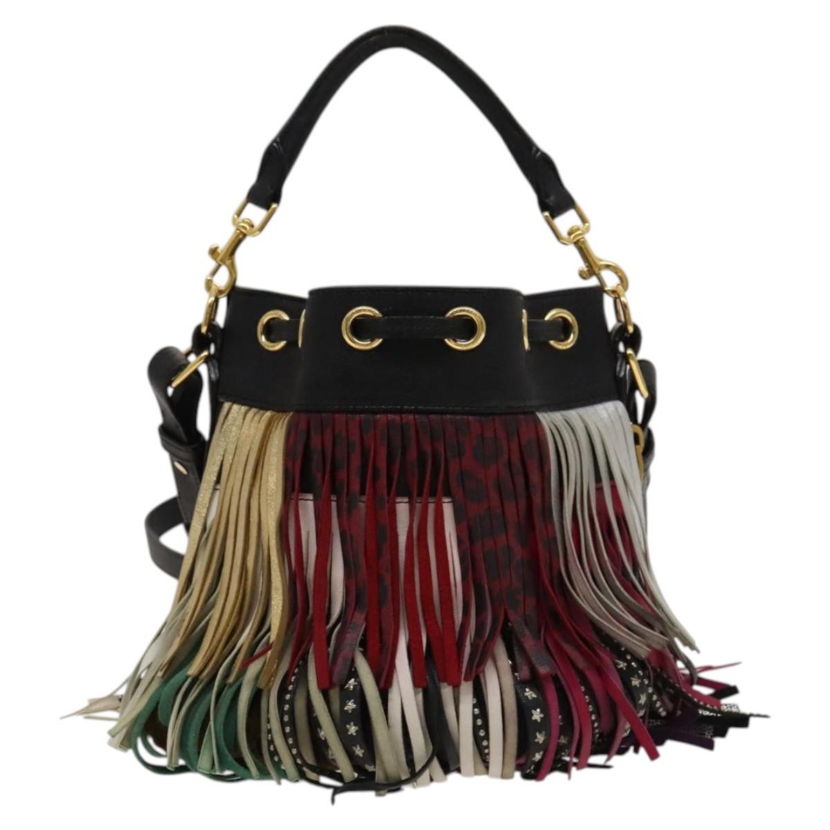Saint Laurent Fringe Emmanuelle Bucket Bag Leather, MULTICOLOUR, LEATHER, Handbag