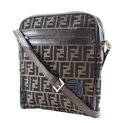 Fendi Logo Zucca Shoulder Bag Zucca, BROWN, CANVAS, Shoulder bag