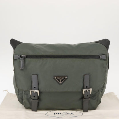 Prada Double Buckle Flap Messenger Bag Tessuto, KHAKI, NYLON, Shoulder bag