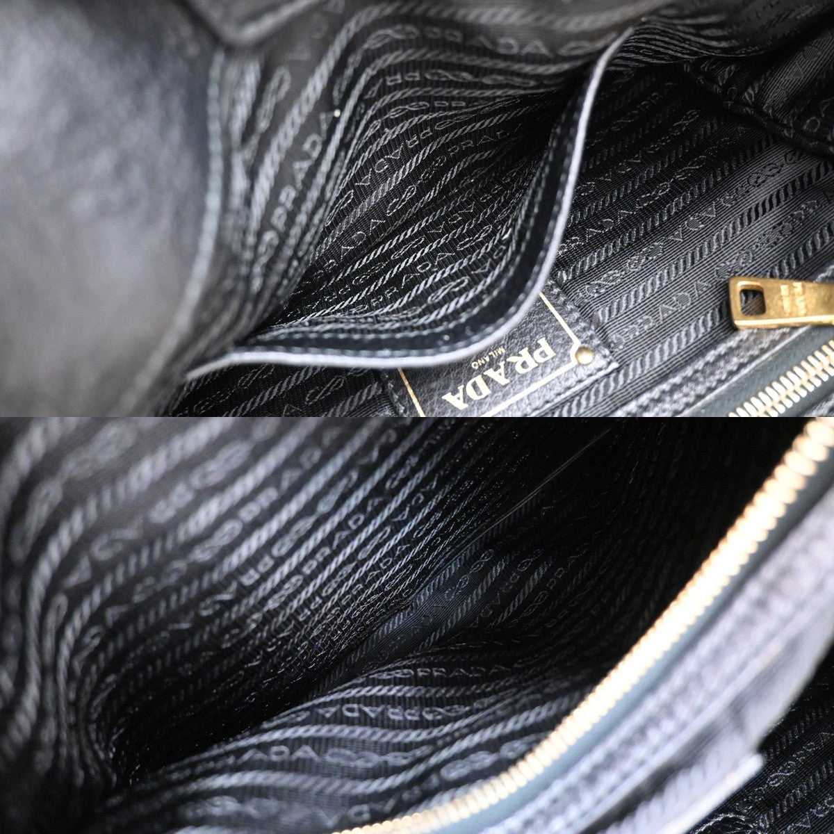 Prada Embossed Logo Convertible Open Tote Vitello Daino, BLACK, LEATHER, Tote bag