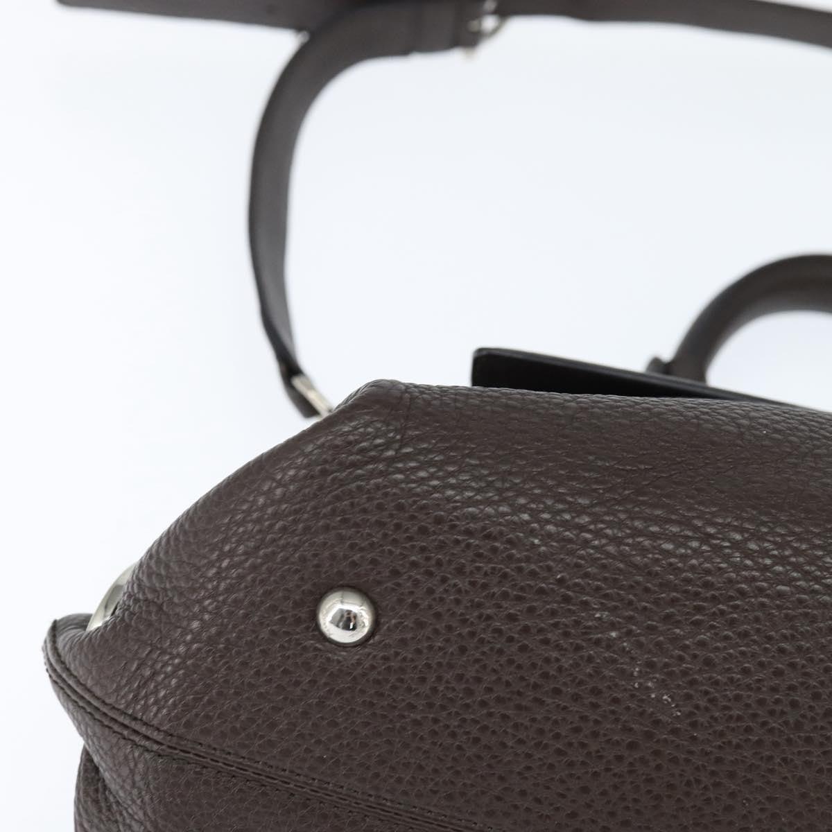 Salvatore Ferragamo Gancini handbag Leather, BROWN, LEATHER, Handbag