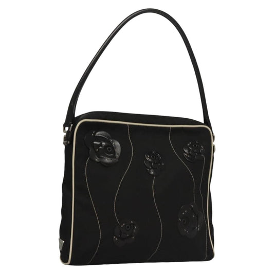 Prada Vintage Shoulder Bag Nylon and Leather, Black, Nylon, Shoulder Bag