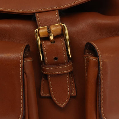 Gucci Vintage Bamboo Backpack Leather, BROWN, LEATHER, Backpack