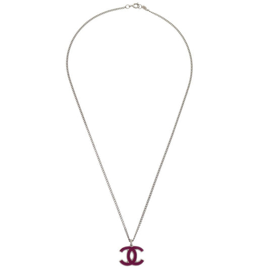 Chanel CC Logo Pendant Necklace Metal, SILVER, SILVER_PLATED, Necklace