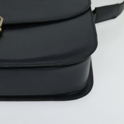 Celine Flap Shoulder Bag Leather, NAVY, LEATHER, Shoulder bag