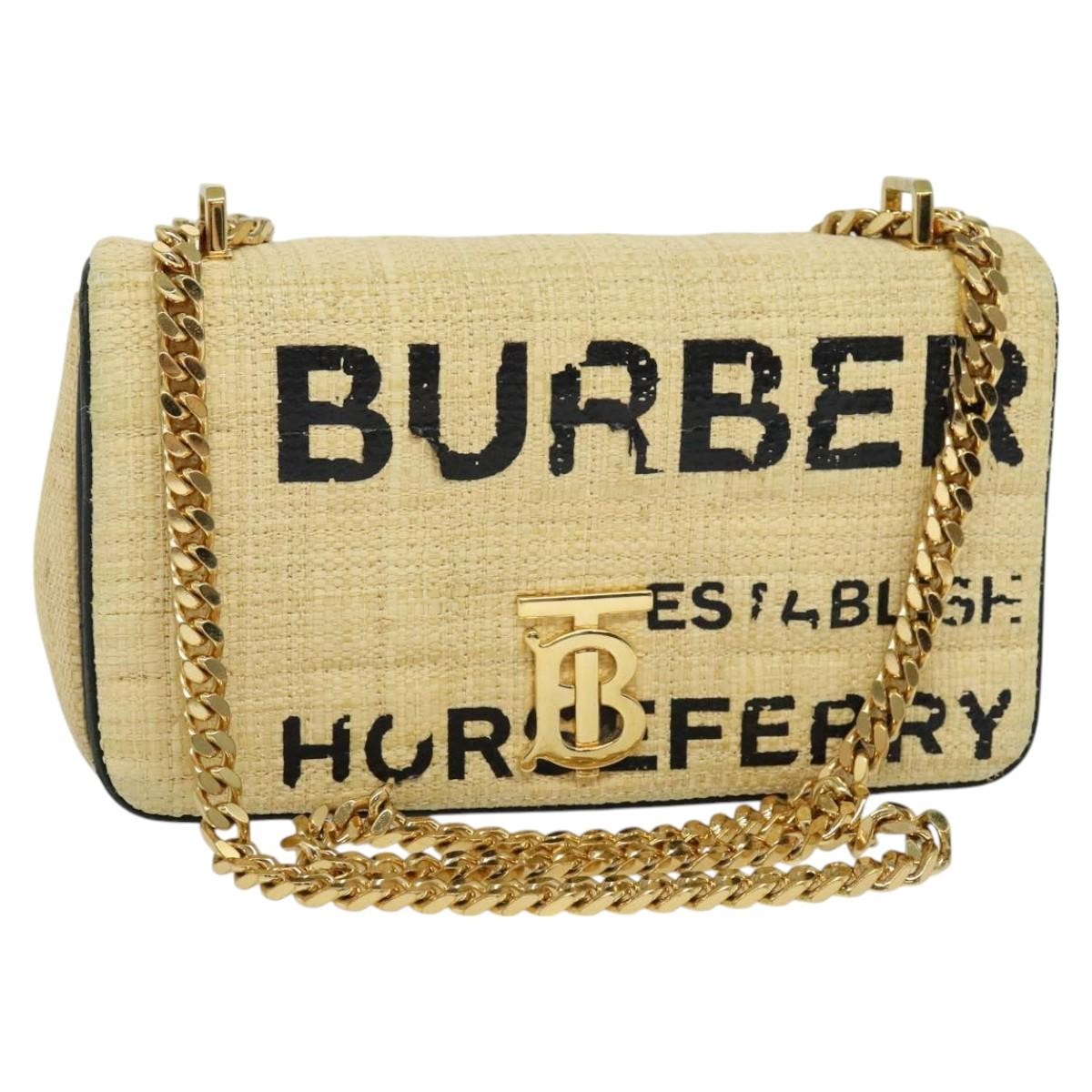 Burberry Lola Shoulder Bag Printed Raffia, BEIGE, WOOD, Shoulder bag